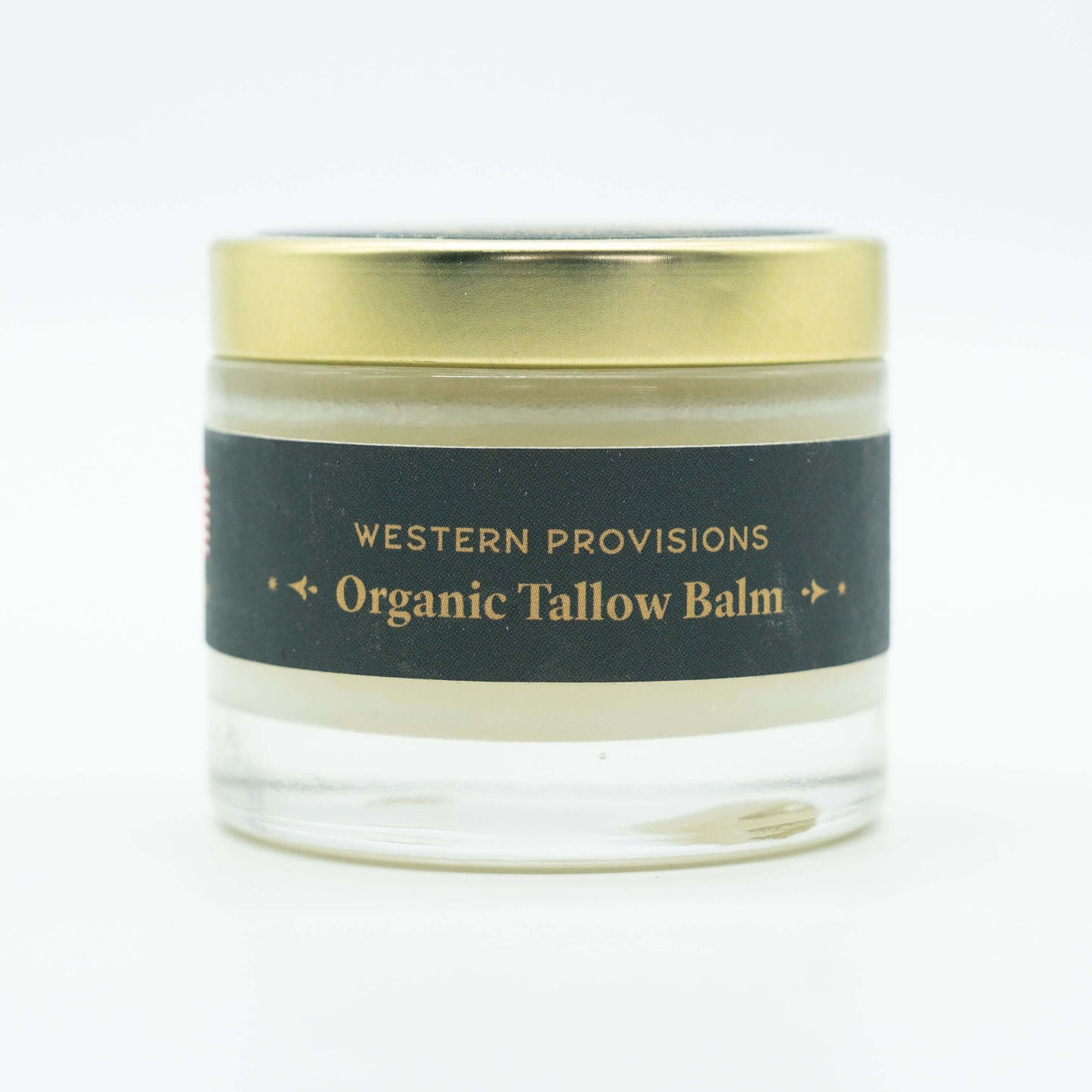 Side view of a jar of Western Provisions organic tallow balm