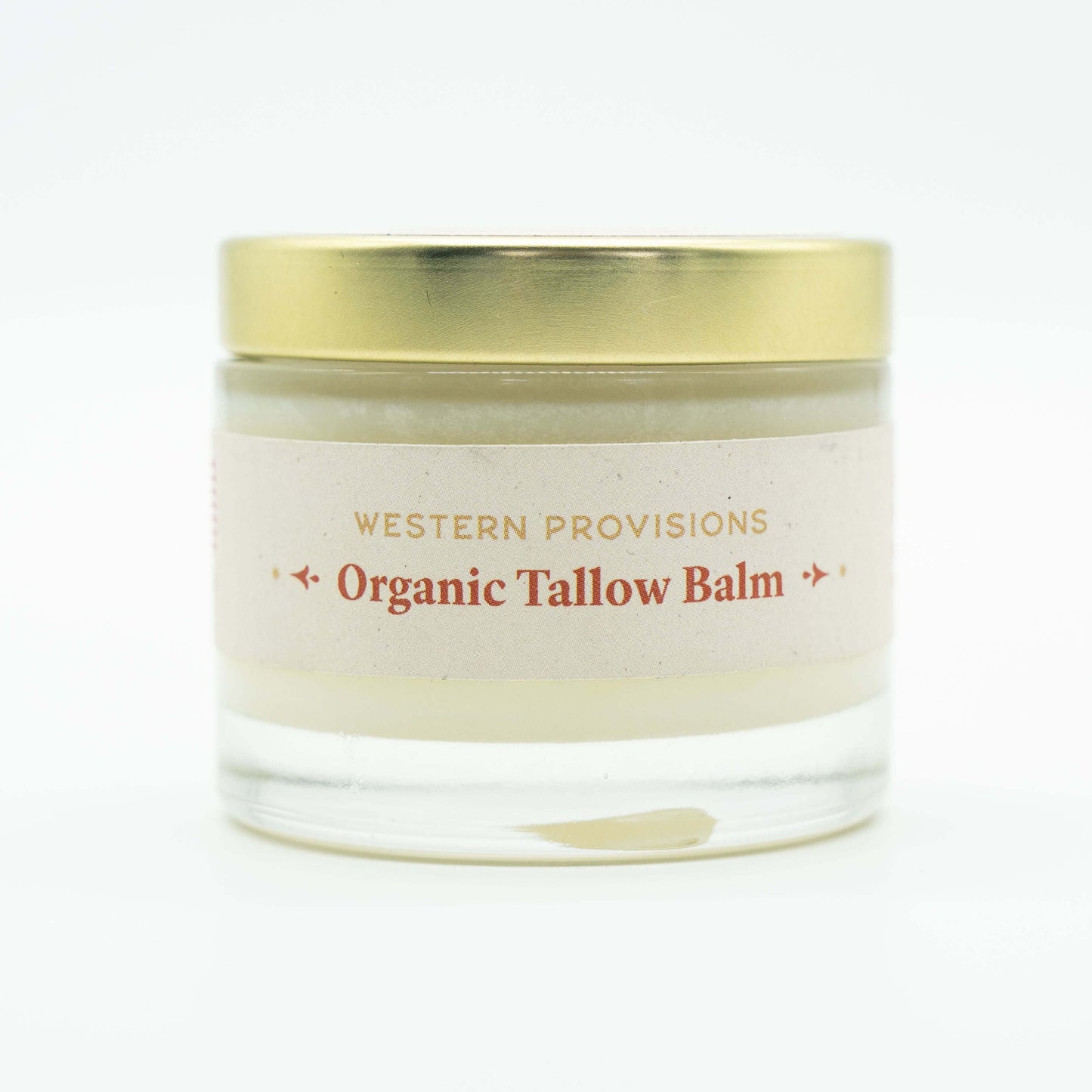 Side view of a jar of Western Provisions organic tallow balm